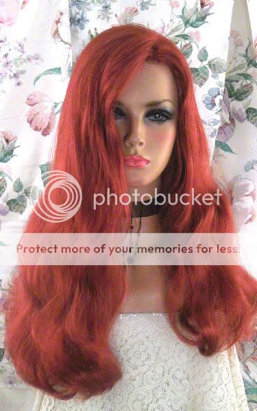 Long Henna Red Wig Jessica Rabbit Ariel Poison Ivy Skin Top Halloween 