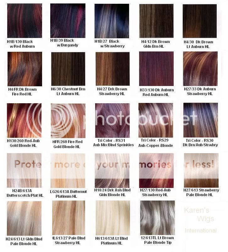 Color Charts items in Karens Wigs 