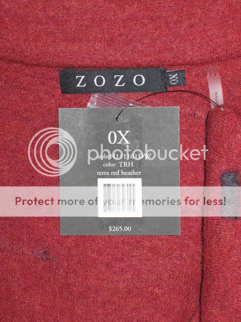 0X Zozo Terra Red Heather Boiled Wool Jacket $265