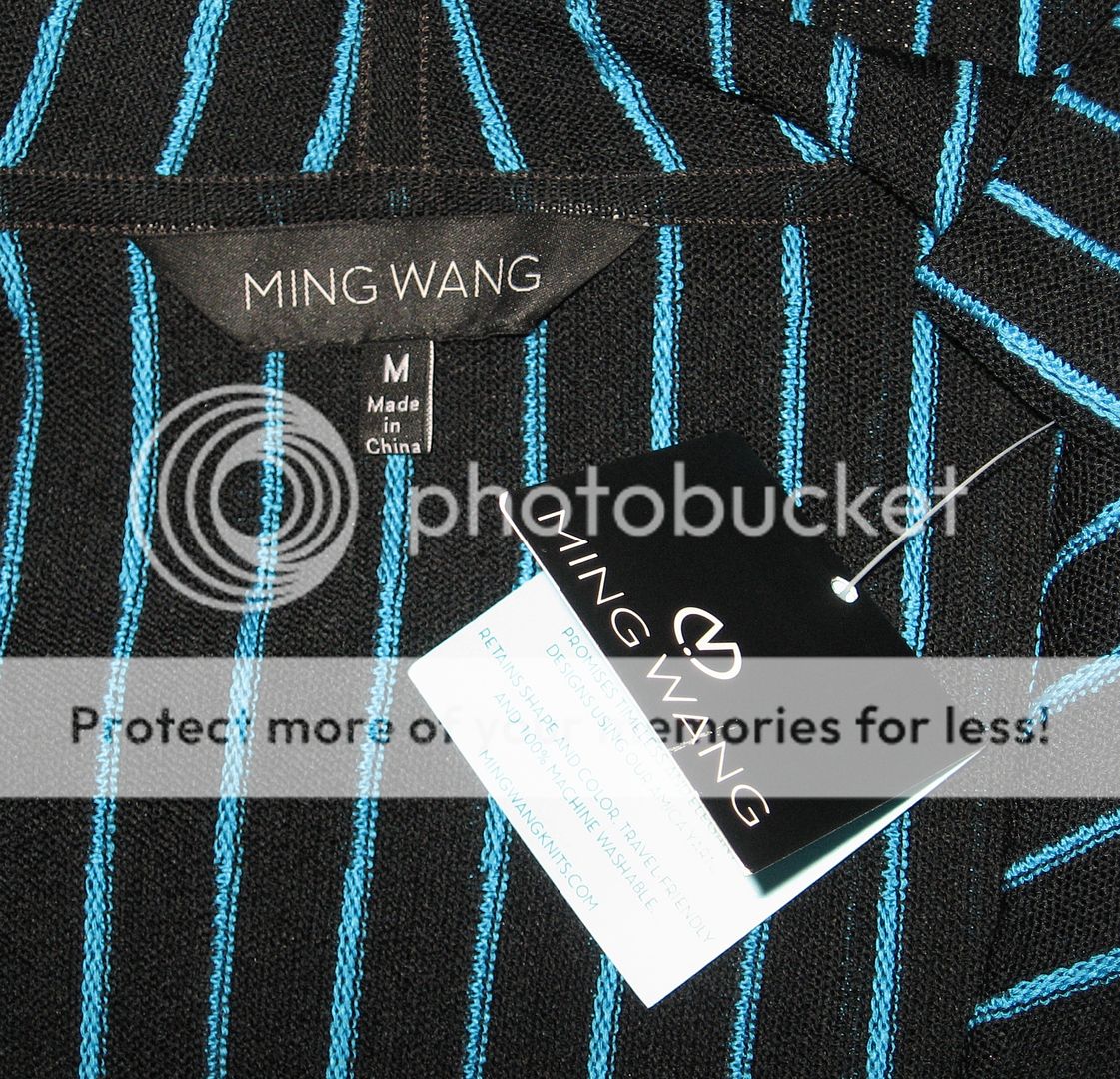 Ming Wang Black Riviera Pinstripe Cardigan Jacket