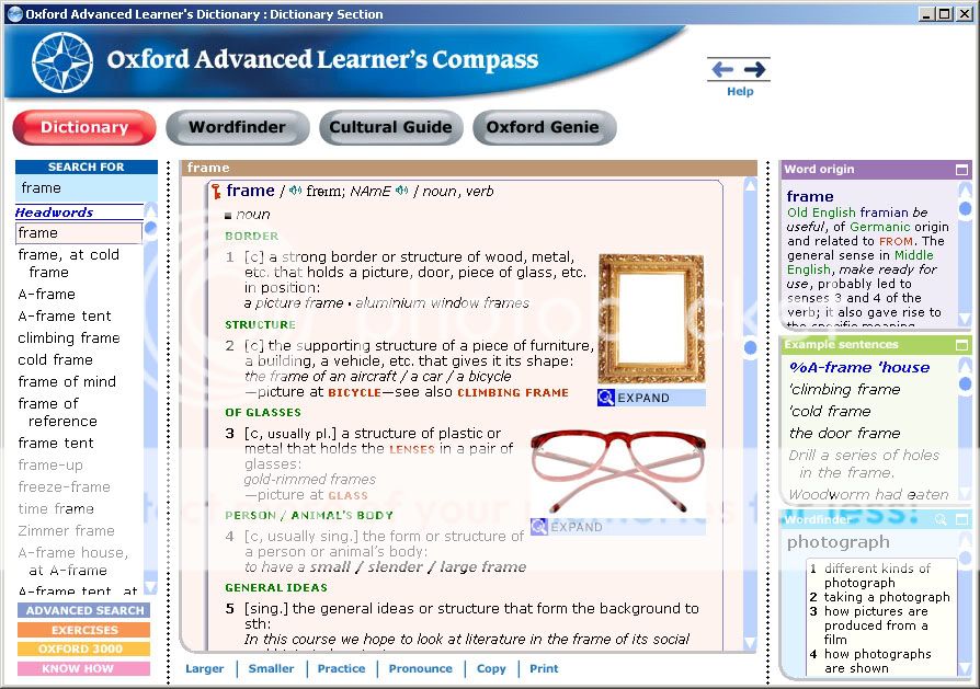 Oxford advanced learner's dictionary,7th Frame_dict