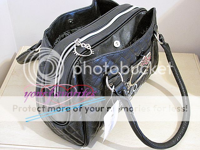 Hello Kitty black leather like tote bag purse  