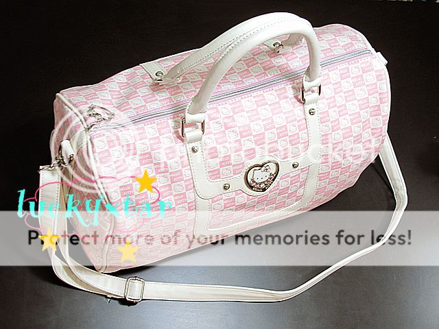   Kitty pink leather like travel tote bag shoulder bag purse  