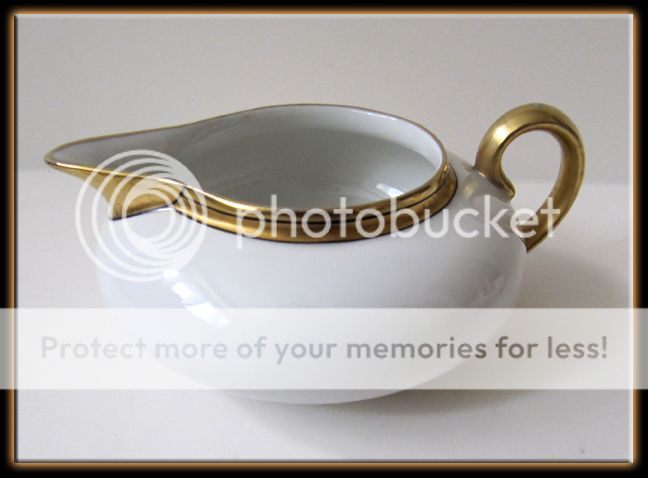 Limoges France White Porcelain China Gold Encrusted Tea Set, Pot 