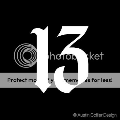 Number 13 Vinyl Decal Car Truck Sticker Lucky Gothic