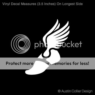 TRACK SYMBOL Vinyl Decal Car Sticker   Winged Foot  