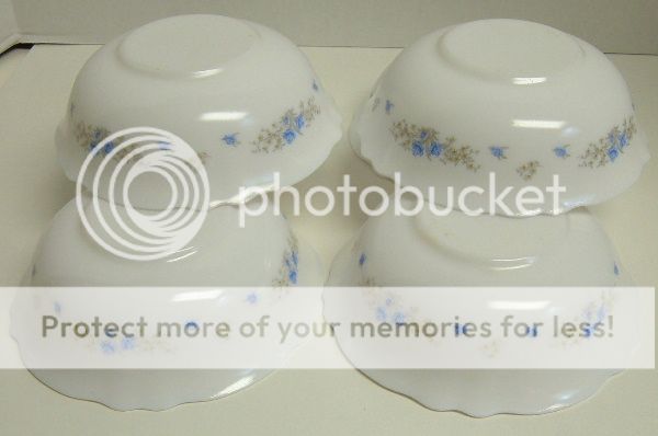 Arcopal Romantique Cereal Soup Salad Bowls Milk White W/ Blue 