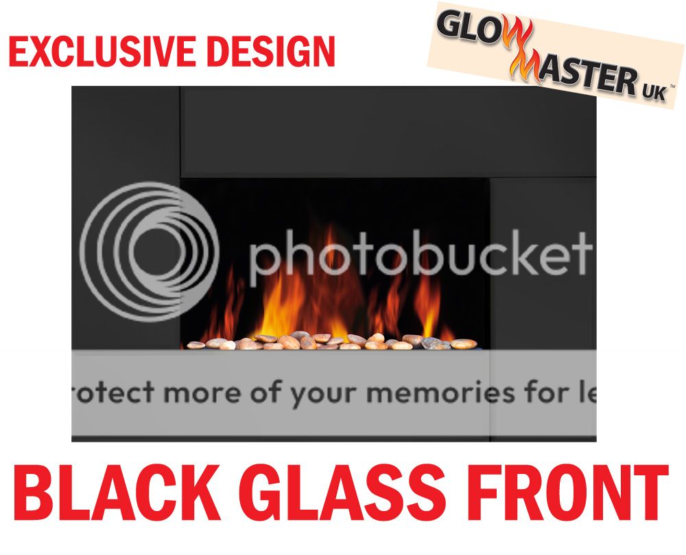 COMPACT GLOWMASTER BLACK GLASS WALL MOUNTED ELECTRIC LIVING FLAME FIRE 