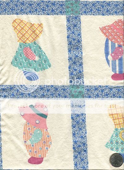 vintage light weight cotton fabric features sunbonnet girl and overall 