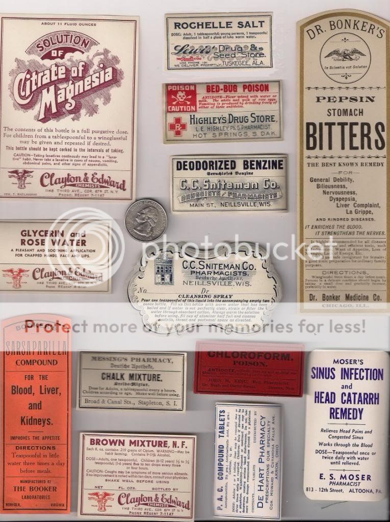 13 QUACK MEDICINE BOTTLE LABELS FROM 1800s, BLOOD CURE, OPIUM,! *LOOK ...