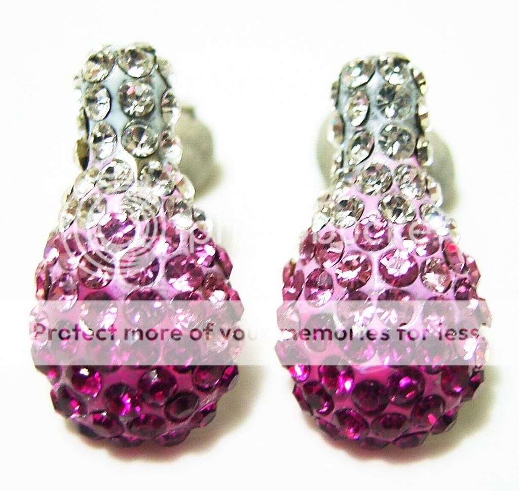 Pink Cherry bowling pin bottle studs CRYSTAL ear ring  