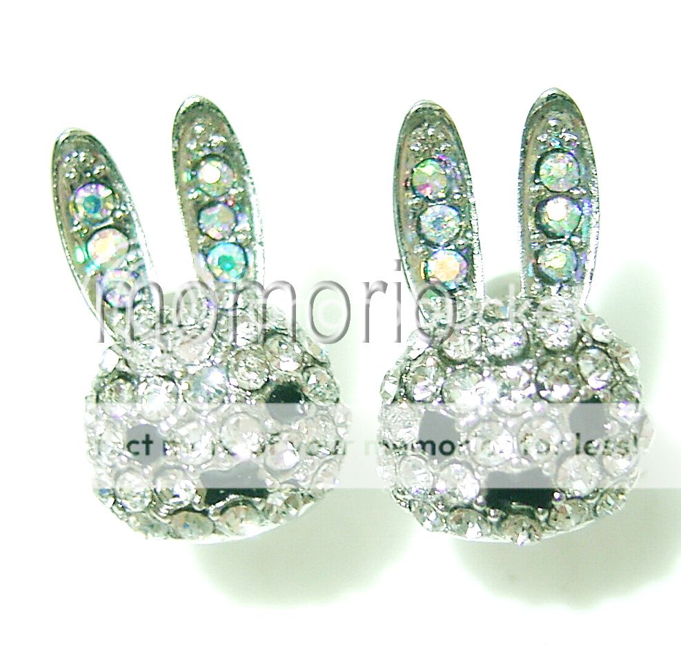 18KGP Cony rabbit bunny Zoo pet crystal studs ear ring  