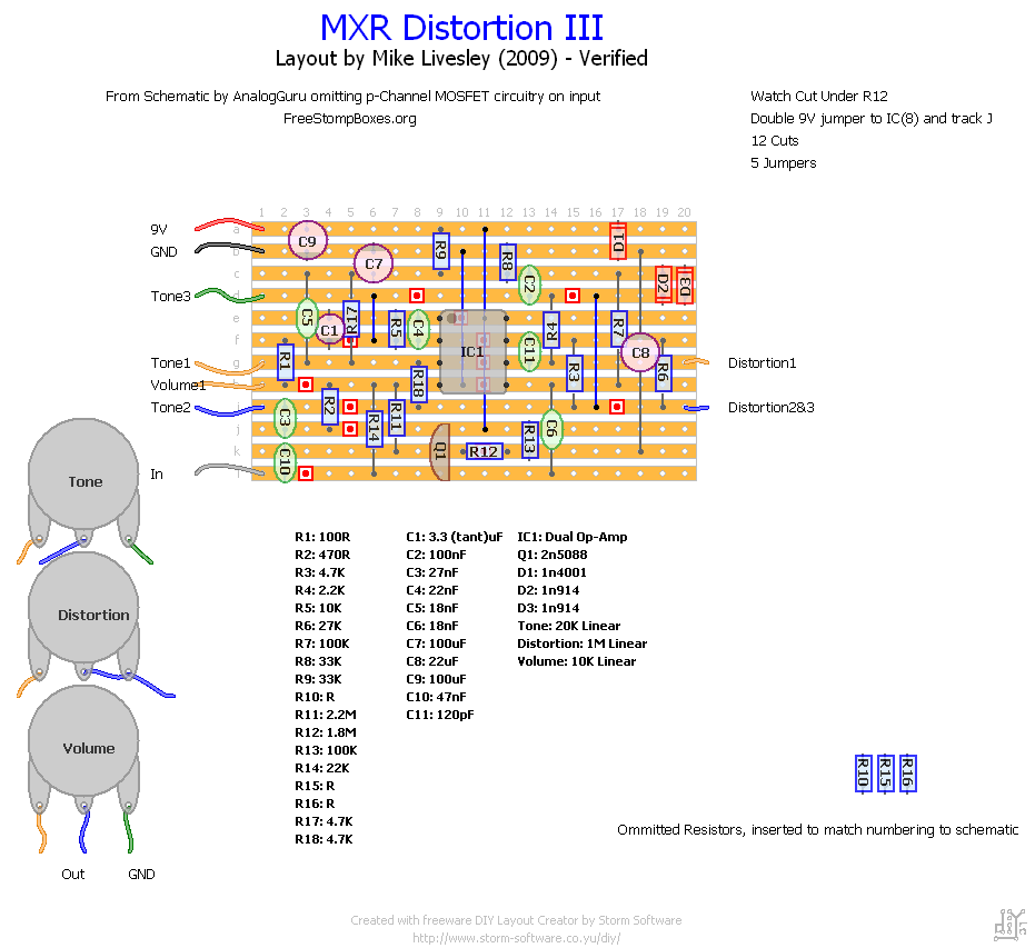 Mxr distortion 3 схема