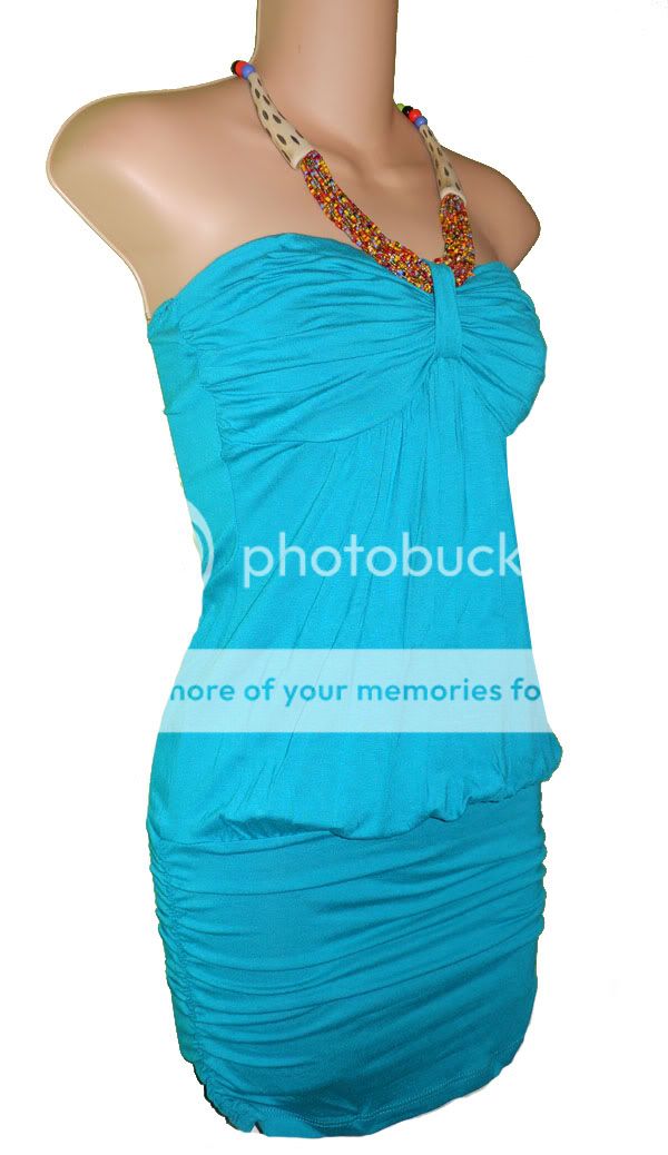 Turquoise Sexy TRIBAL African Boho Multi BEADED NECKLACE Halter TUNIC 