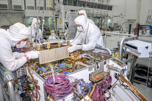Engineers are about to install the motor controller assembly inside the Mars 2020 rover at NASA's Jet Propulsion Laboratory near Pasadena, California...on April 29, 2019.