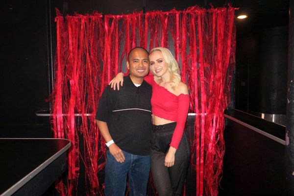 Posing with Madilyn Bailey during a pre-concert meet-and-greet at The Roxy Theatre in Hollywood...on May 2, 2019.