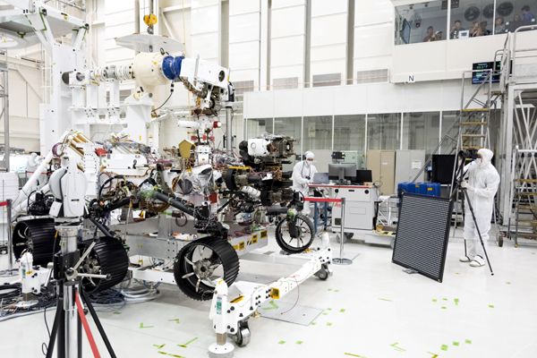 Engineers test several cameras that were recently installed on the Mars 2020 rover at NASA's Jet Propulsion Laboratory near Pasadena, California...on July 23, 2019.