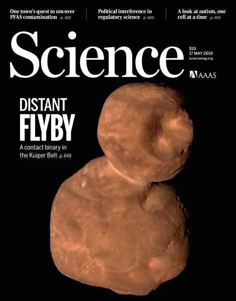 An image of Ultima Thule, which was taken by NASA's New Horizons spacecraft on January 1, 2019 (Eastern Time), on the cover of SCIENCE magazine.