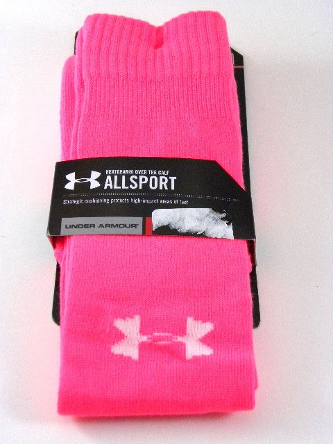 Under Armour All-Sport Over-Calf Pink Knee-Hi Soccer Football Socks Men ...