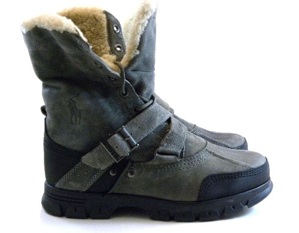 Polo Ralph Lauren Tavin Rollover Gray Leather Winter Snow Boots Men ...