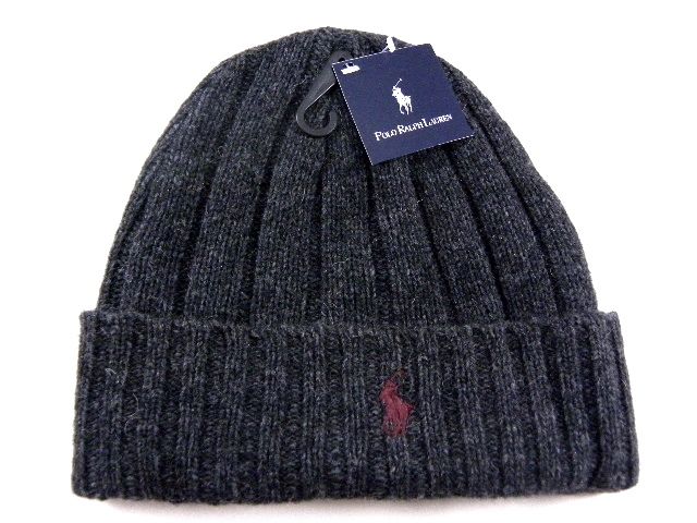 New Polo Ralph Lauren Basic Dark Gray Lamb Wool Beanie Winter Snow Ski 