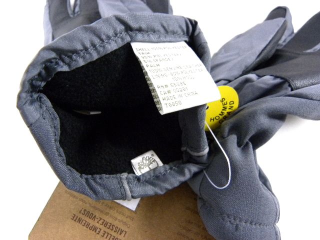 New Timberland Gray/Black Poly Fleece Snow Winter Work Warm Men Gloves