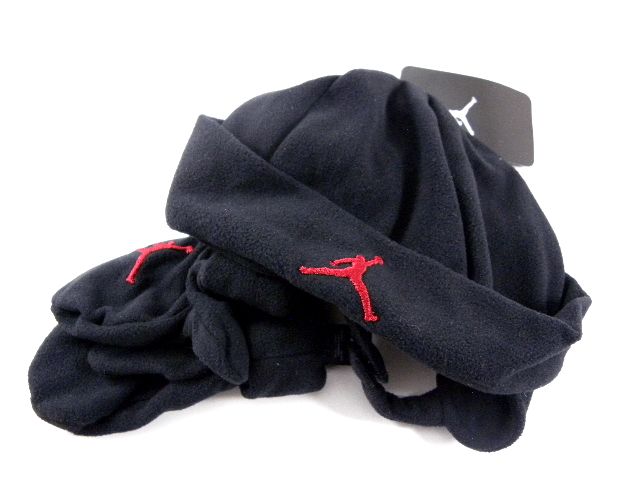 New Air Jordan Black Red Beanie Glove Set Winter Snow Hat Toddler One Size