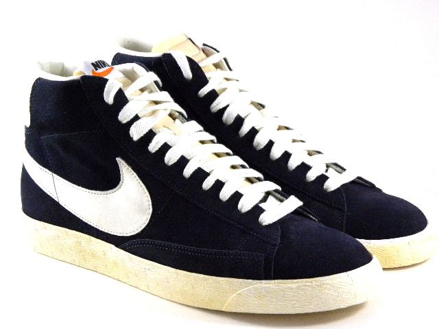   Vintage Navy Blue Suede/Gridiron/White Retro Walking Men Shoes  