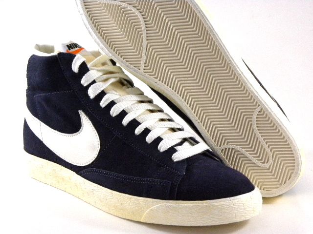   Vintage Navy Blue Suede/Gridiron/White Retro Walking Men Shoes  