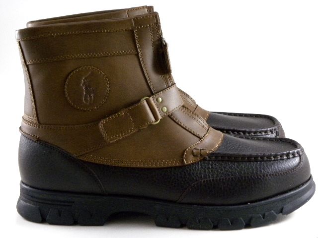 New Polo Ralph Lauren Rustler II Brown/Black Leather Winter Boat Boots 