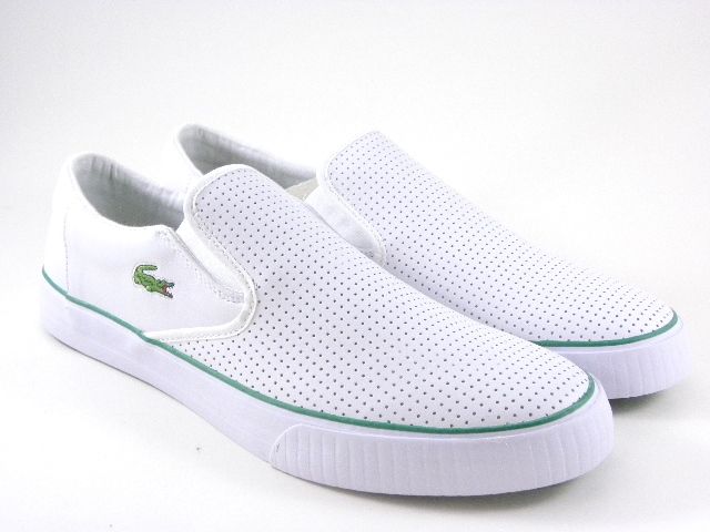 Lacoste Lyndon Slip On White/Green LE Casual Tennis Sneakers Walking 