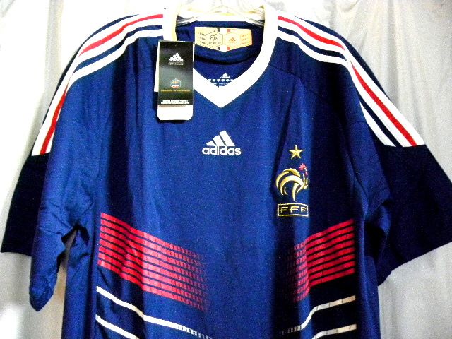 New Adidas France Away Blue/Gold Soccer Jersey Men sz  