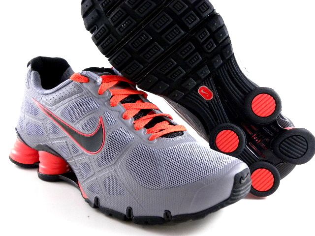 Nike Shox Turbo 12 + Gray/Orange/Black Running Trainer Gym Work Out Men ...