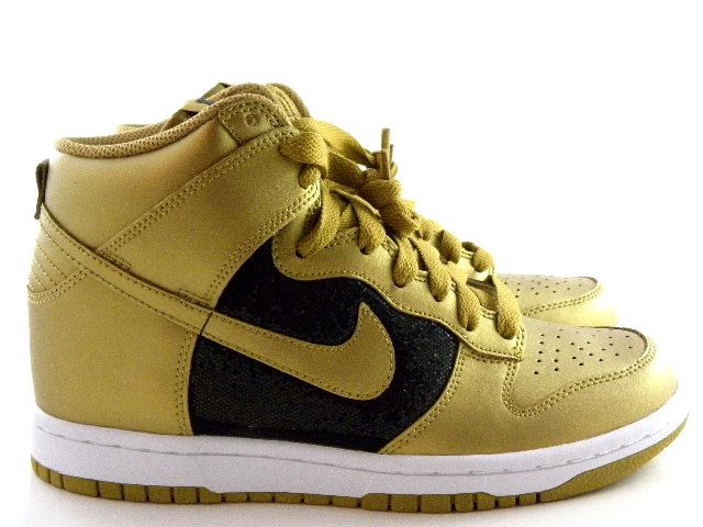 Nike Dunk High Metallic Gold/Black/White Hi Fashion Top Women Wmns 