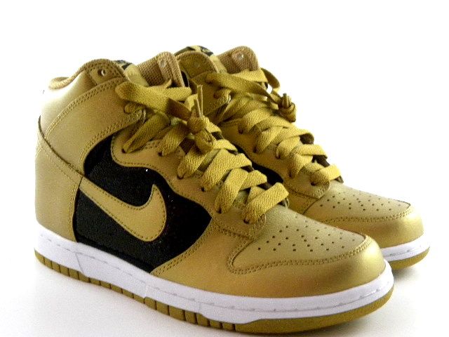 Nike Dunk High Metallic Gold/Black/White Hi Fashion Top Women Wmns 