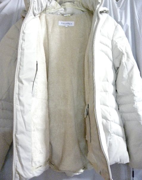 New Calvin Klein Down Basic Ivory Stone White Winter Parka Jacket Coat ...