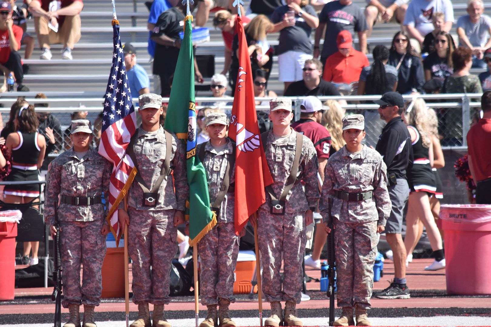 group photo of cadets at the beginning of a game