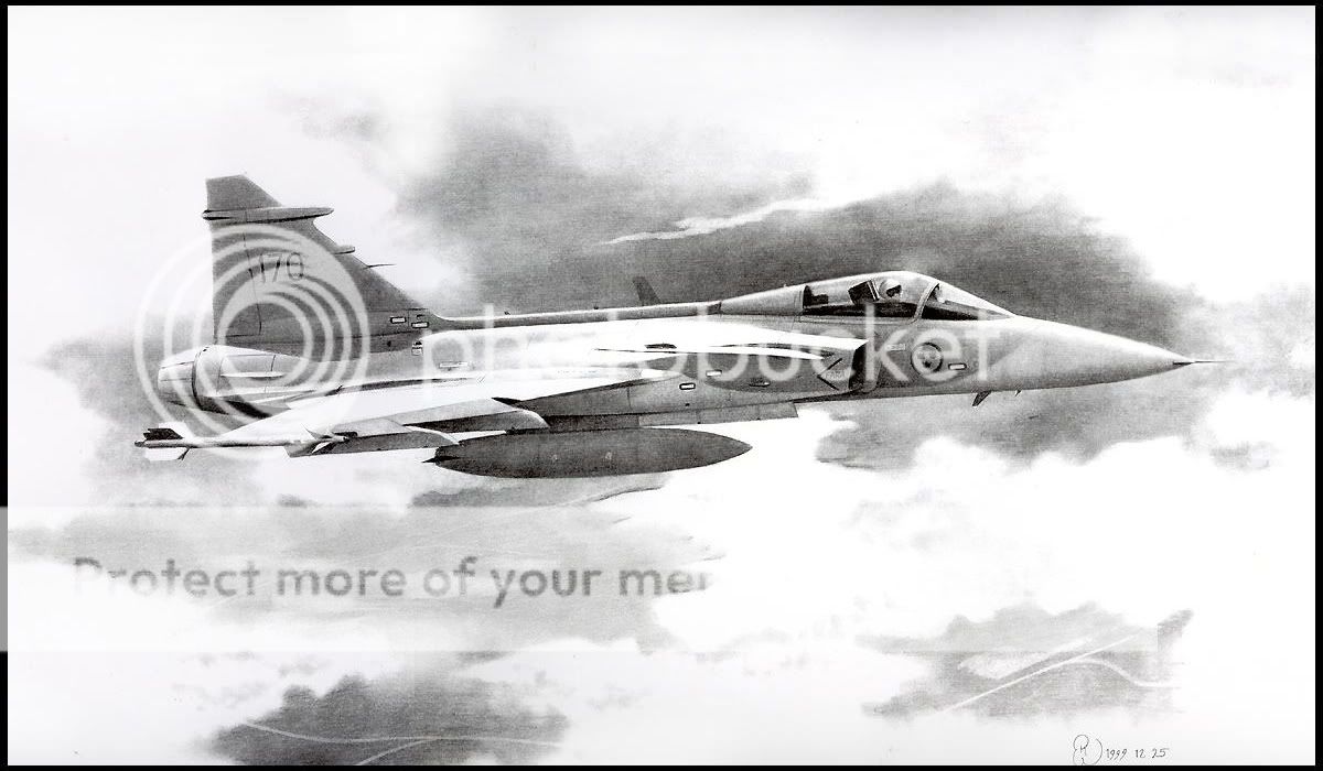 An old pencil drawing of a Gripen. - Aviation Art - Britmodeller.com