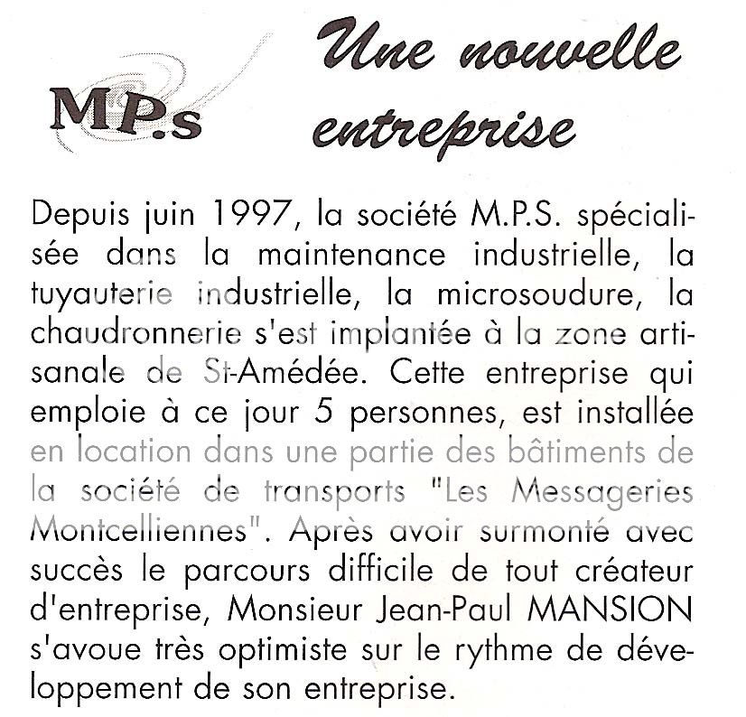 Histoire contemporaine de notre commune : Année 1997 MPS