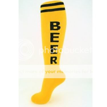 BEER ROCK SOCKS Yellow Unisex Retro Tube Sock Knee High  