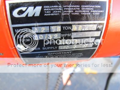 CM LODESTAR 1/8 TON ELECTRIC HOIST 15 LIFT 8 PENDANT  