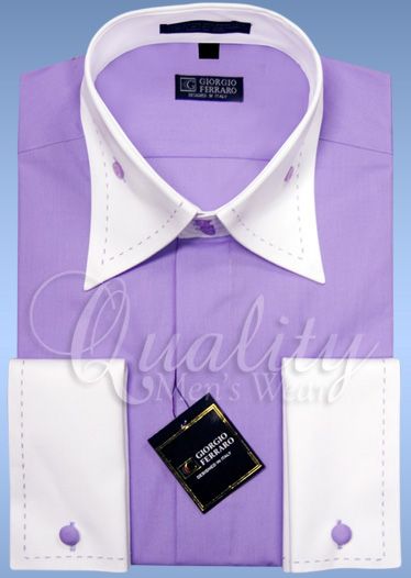   Ferraro Lavender 18 38/39 High Collar Clubbin’ Mens Dress Shirt