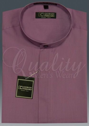 PURPLE 16 16.5 32/33 BANDED COLLAR MENS DRESS SHIRT NWT  