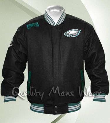 PHILADELPHIA EAGLES WOOL BLACK DARK GREEN JACKET MEDIUM  