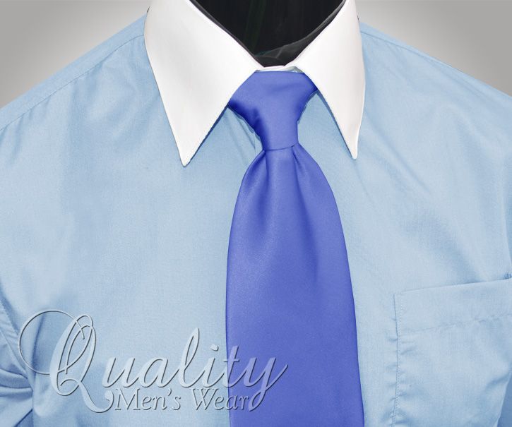 Berlioni 19 19 5 36 37 White Collar Cuffs Baby Blue Dress Shirt $69