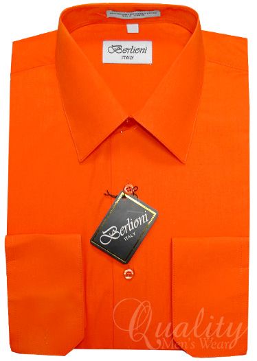 BARREL CUFF MENS DRESS SHIRT 20 20.5 38/39 ORANGE $69  