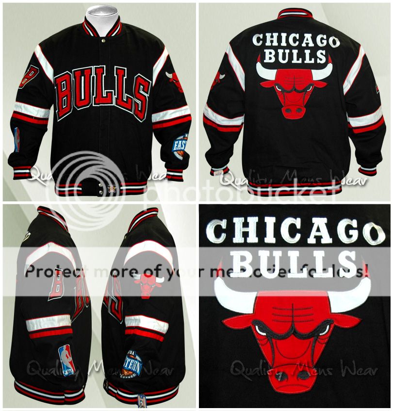 chicago bulls jacket 2xl cotton twill authentic black red white