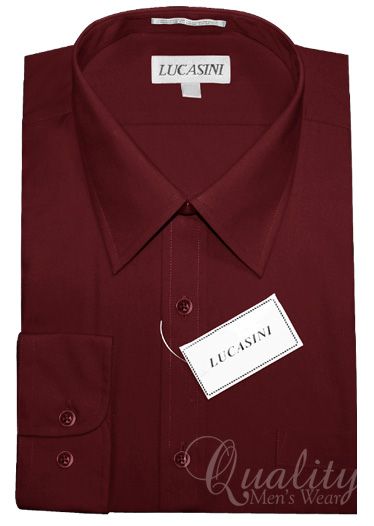 BURGUNDY 19 36/37 OXFORD FRENCH PLACKET DRESS SHIRT  