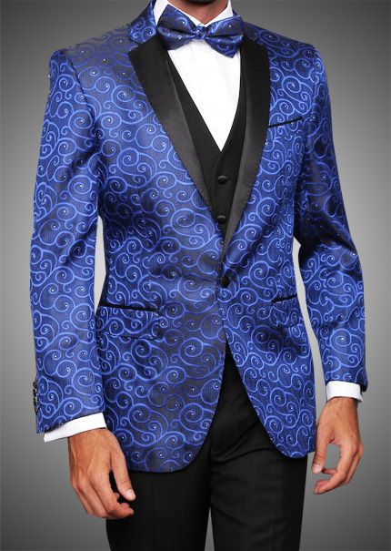 Modern Fit 1 Button Paisley Sharkskin Bellagio Tuxedo Suit by Statement ...