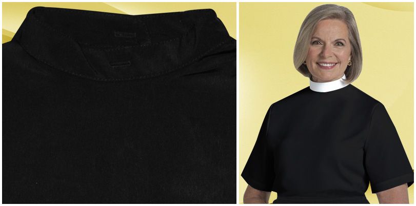 BLACK 12 WOMENS SHORT SLEEVE CLERGY SHELL BLOUSE $60  